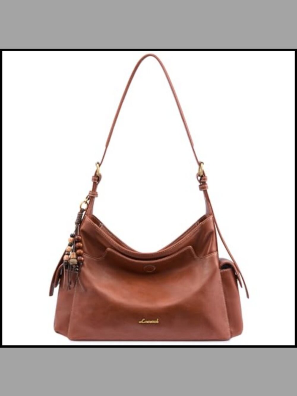 Soft Faux Leather Hobo Crossbody Purse with Tassel Charm